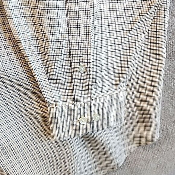 Roundtree & Yorke Longsleeve Shirt Mens 3XT Tall Gold Label Non Iron Beige Plaid - Picture 5 of 12